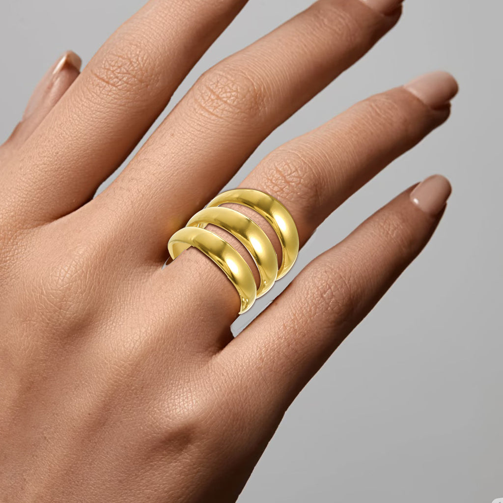 Damen Offener Ring mit elegantem Wellenmuster Shop Nory