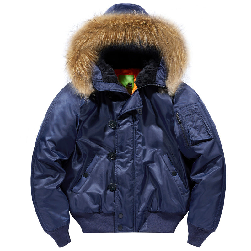 Herren Gefütterte Bomberjacke mit abnehmbarer Kunstfellkapuze und Thermo-Futter Shop Nory