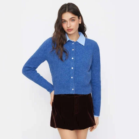 Damen Eleganter Kurzpullover mit Hemdkragen Shop Nory