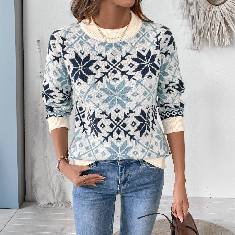 Damen Winterlicher Strickpullover mit geometrischem Muster Shop Nory