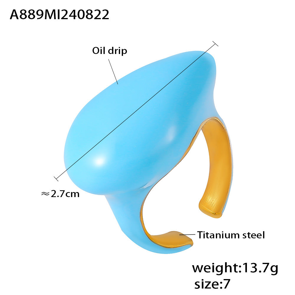 Damenring mit tropfenförmigem Design aus Titanstahl Shop Nory