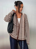 Damen Cardigan im gestreiften Design mit hochwertigem Reißverschluss und lässigem Schnitt Shopnory