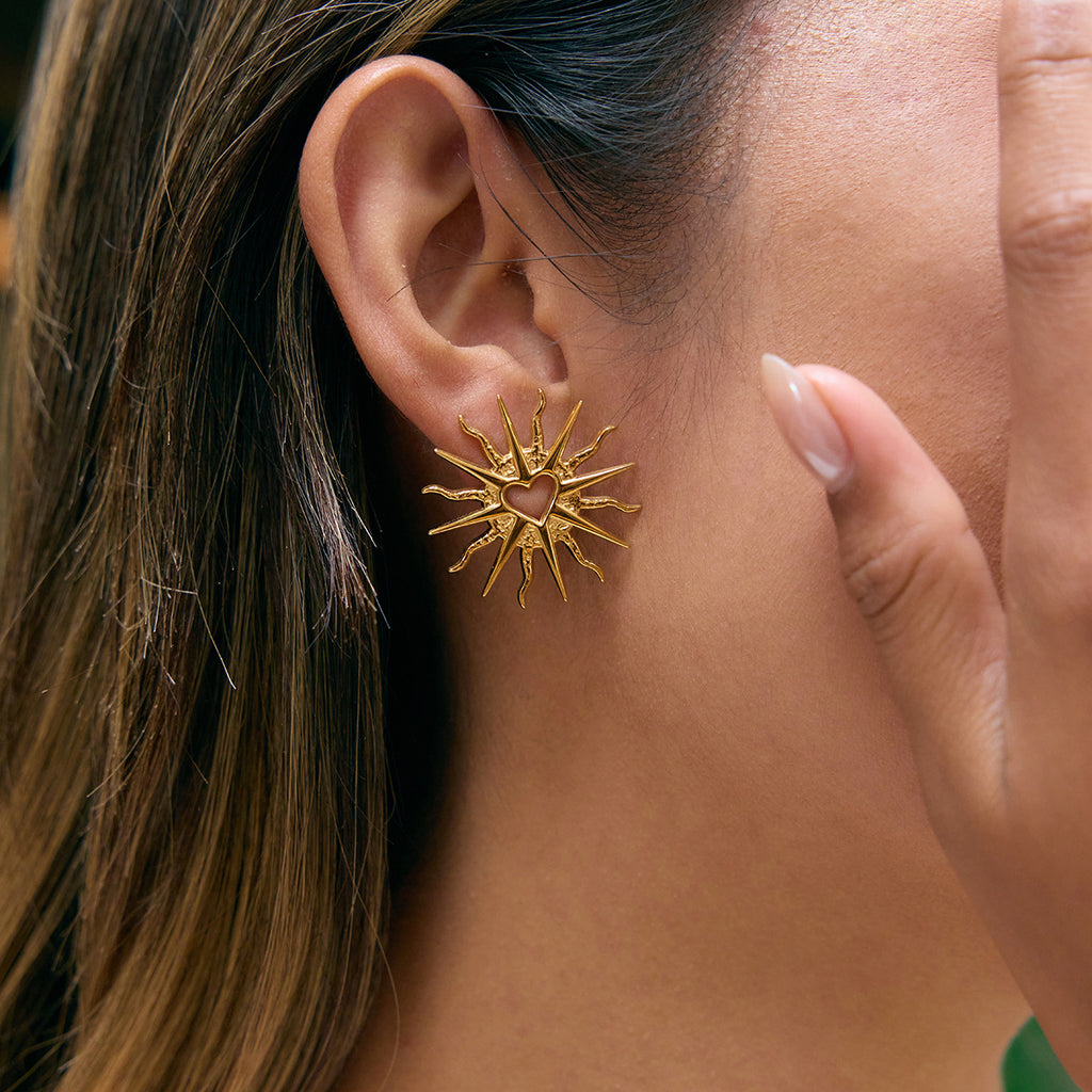 Damen Ohrhänger im eleganten Sonnenmotiv mit herzförmigem Design Shop Nory