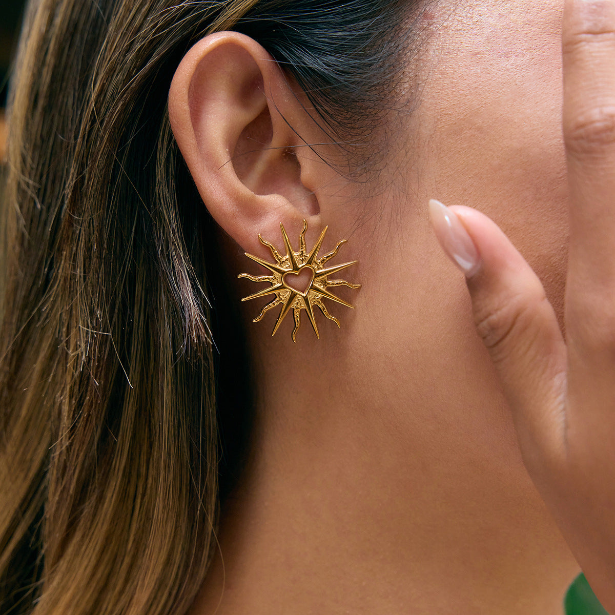 Damen Ohrhänger im eleganten Sonnenmotiv mit herzförmigem Design Shop Nory