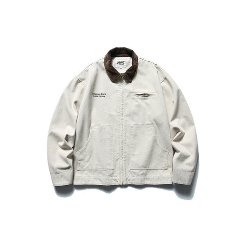 Herren Boxy-Worker-Jacke aus gewaschenem Canvas mit Cordkragen und Reißverschluss Shop Nory