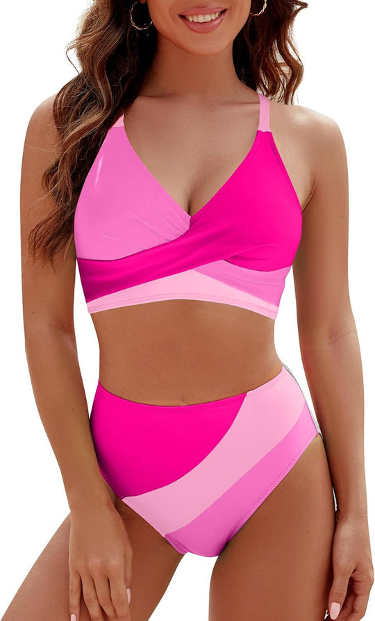 Damen Sportlicher Bikini-Set mit modernem Wickeldesign