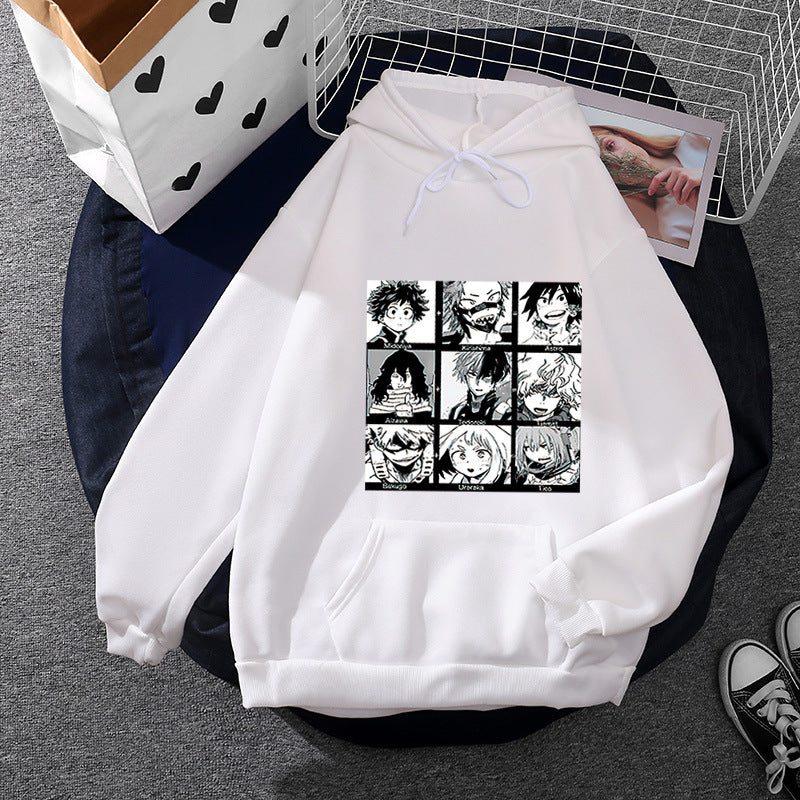 Unisex nan Kapuzenpullover mit quadratischer Manga-Charakter-Collage, leicht oversizeder Schnitt und Kängurutasche Shop Nory