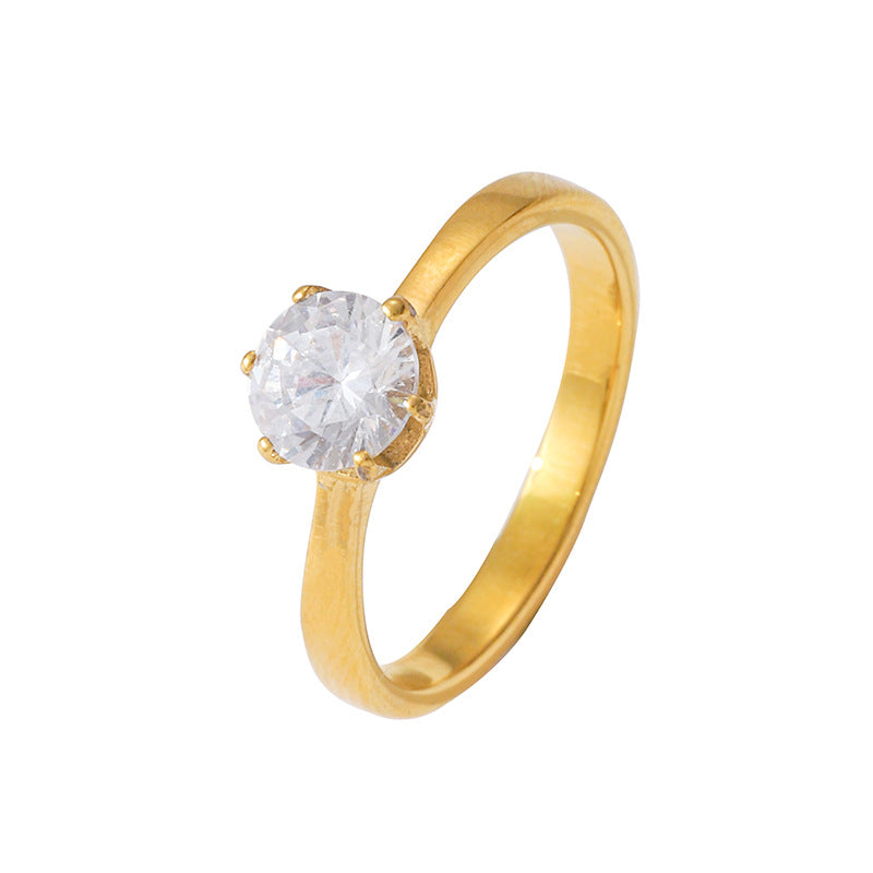 Damen eleganter Solitaire Ring mit funkelndem Kristall Shop Nory
