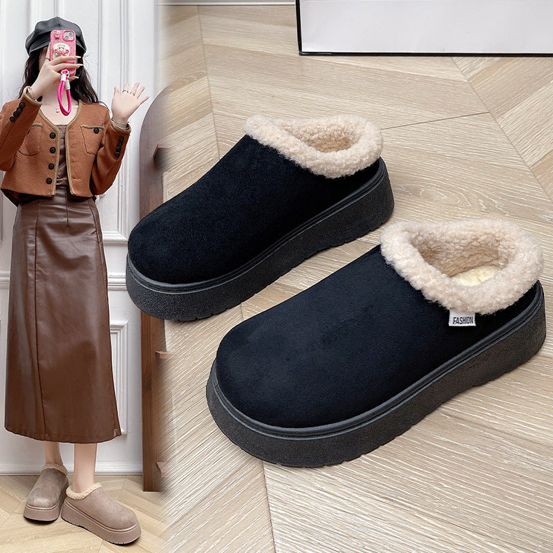 Damen Kuschelige Slipper‑Pantoffeln mit hohem Plateau und Teddyinnenfutter Shop Nory