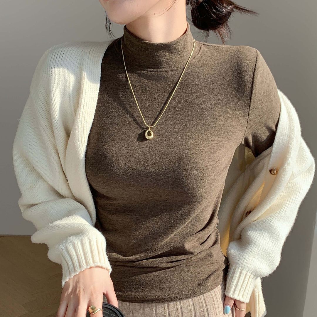 Damen Elegantes Langarmshirt mit hohem Kragen Shop Nory