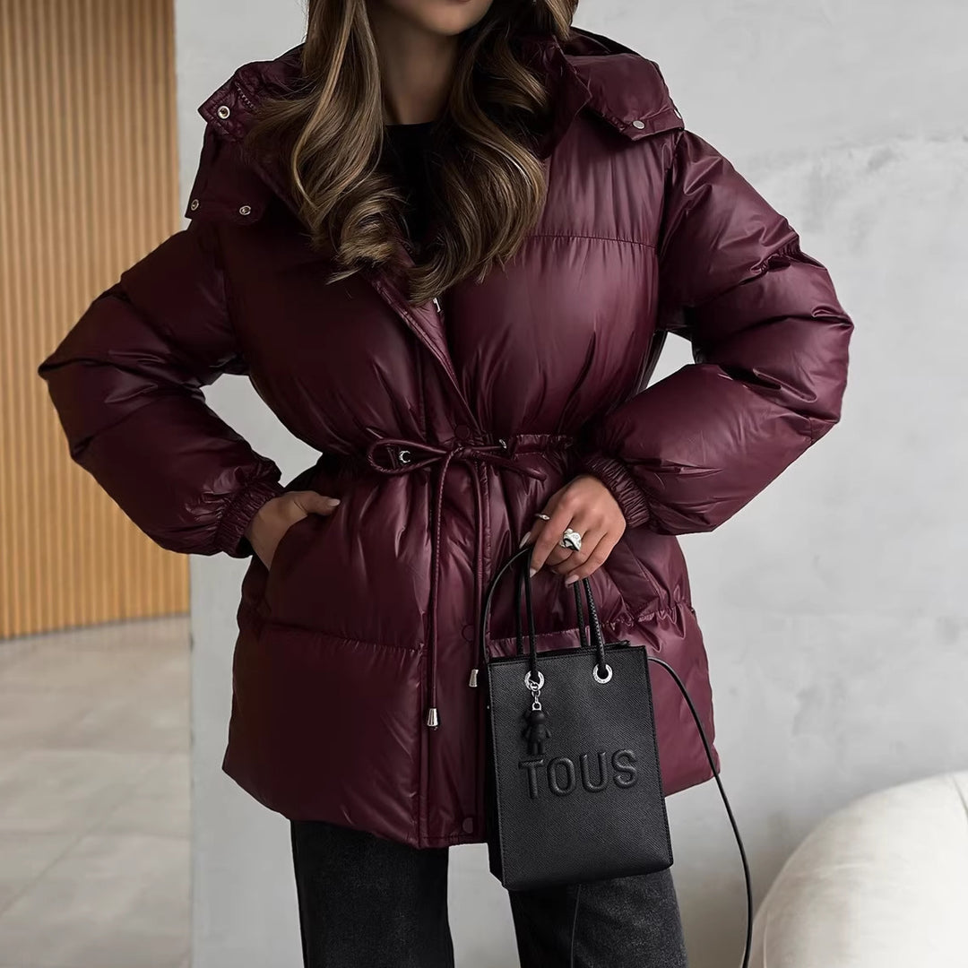 Damen Steppdaunenjacke mit tailliertem Kordelzug und Kapuze Shop Nory