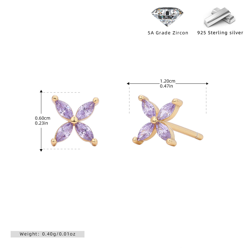 Damen Ohrstecker aus 925 Sterling Silber mit funkelndem Zirkonblüten-Design Shop Nory