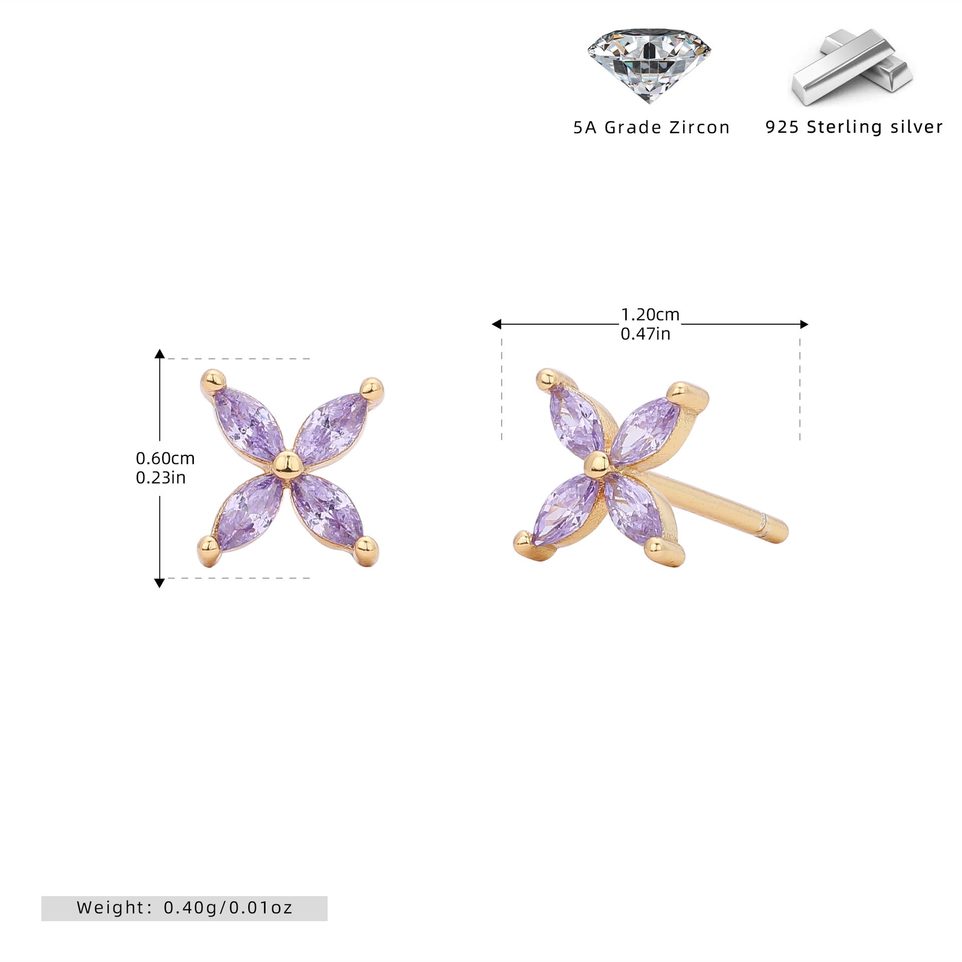 Damen Ohrstecker aus 925 Sterling Silber mit funkelndem Zirkonblüten-Design Shop Nory
