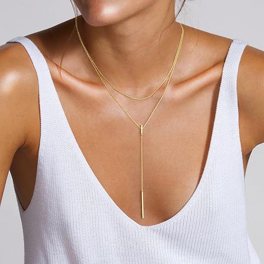 Damen mehrlagige Halskette mit minimalistischen Anhängern Shop Nory