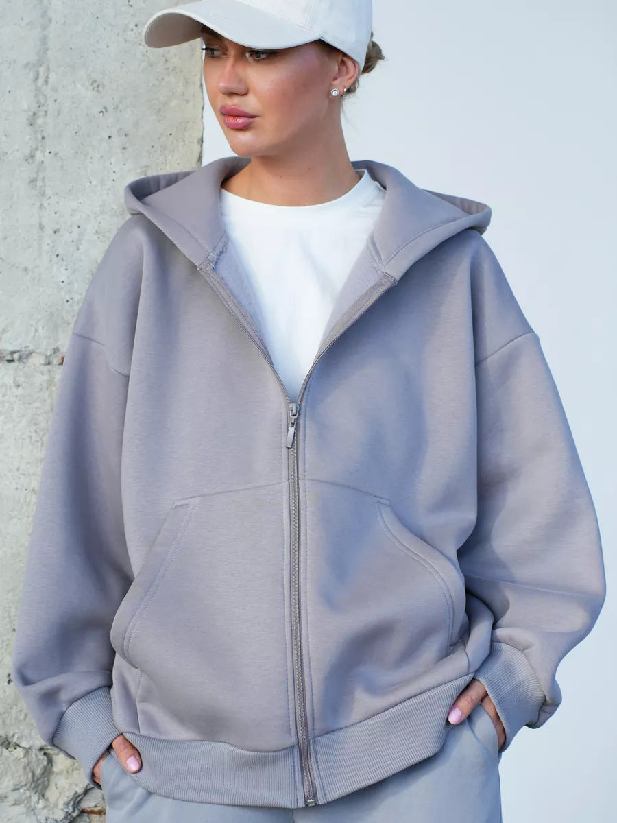 Damen Zip-Hoodie mit lässigem Schnitt und großen Taschen Shopnory