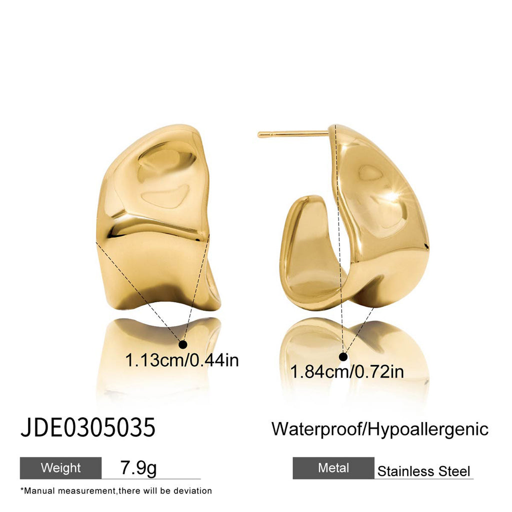 Damen Creolen mit modernem, gewelltem Design aus hypoallergenem Edelstahl Shop Nory