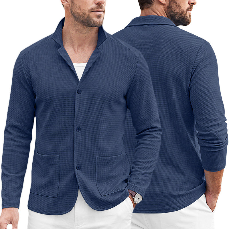 Herren Strickblazer-Cardigan mit Strukturstrick und aufgesetzten Taschen Shop Nory