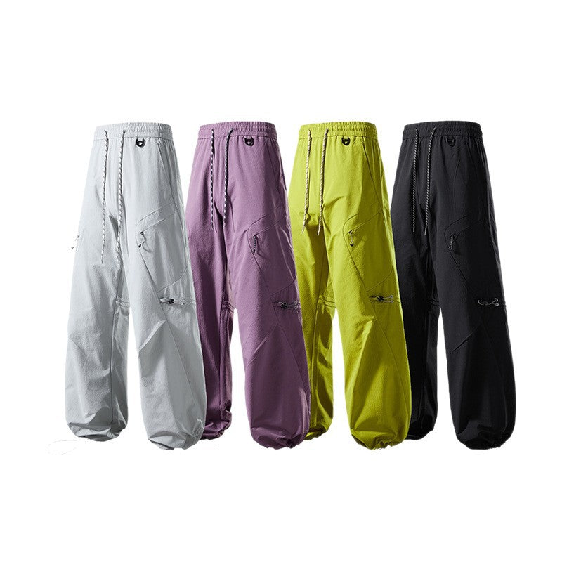 Herren Weite technische Cargo-Hose mit Kordelzug, Reißverschlusstaschen und regulierbarem Saum Shop Nory