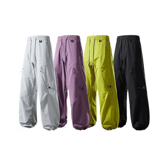 Herren Weite technische Cargo-Hose mit Kordelzug, Reißverschlusstaschen und regulierbarem Saum Shop Nory