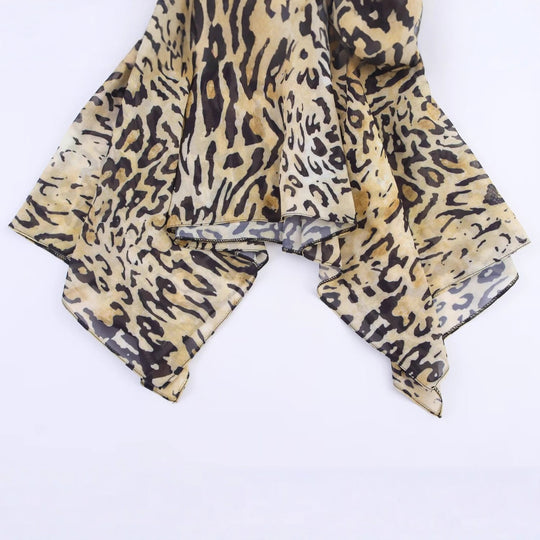 Damen Asymmetrische Wickelbluse mit Leopardenmuster, V-Ausschnitt, Ballonärmeln und Taillengürtel Shop Nory