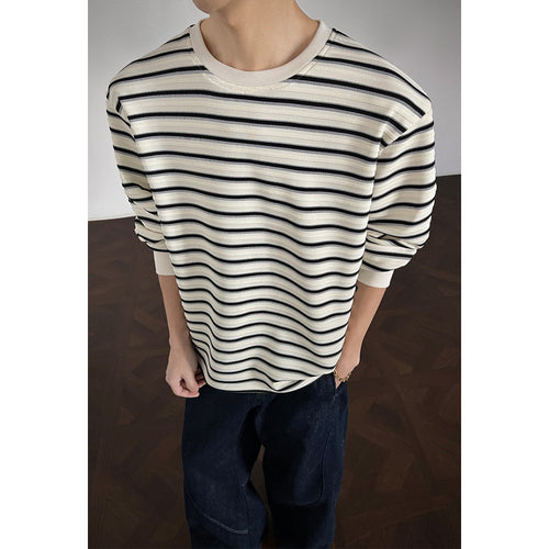 Herren Lässiges gestreiftes Langarm-Shirt Shop Nory