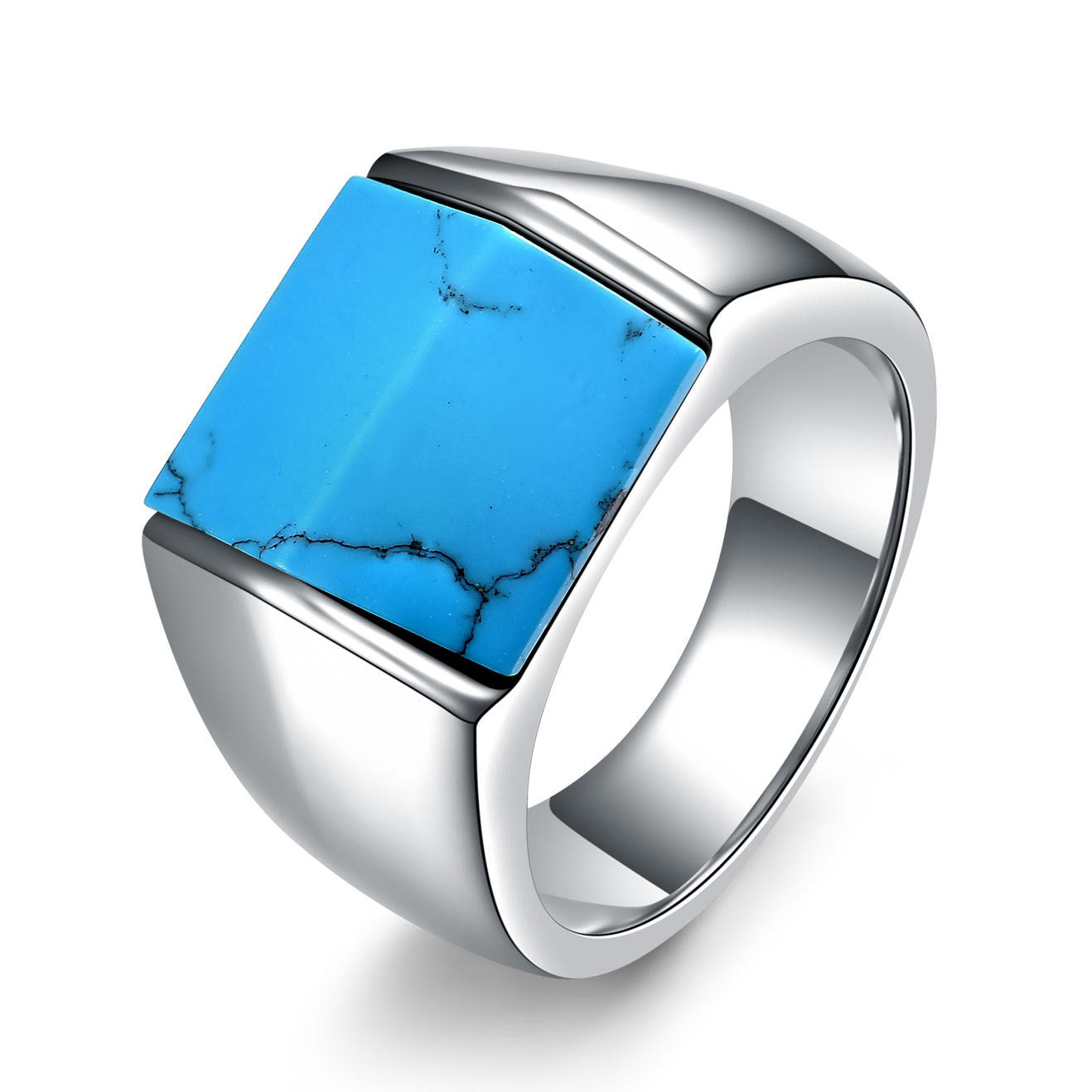 Damen Siegelring mit edelsteinfarbenem Turquoise-Einsatz und modernem Design Shop Nory