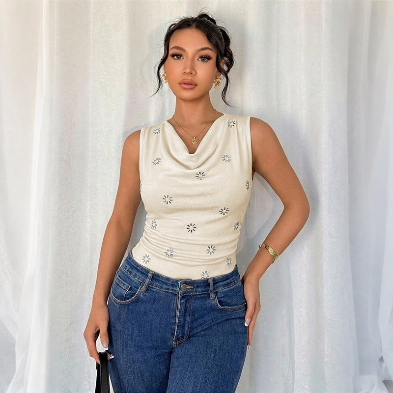 Damen Eleganter tank top mit Blumenapplikationen Shop Nory