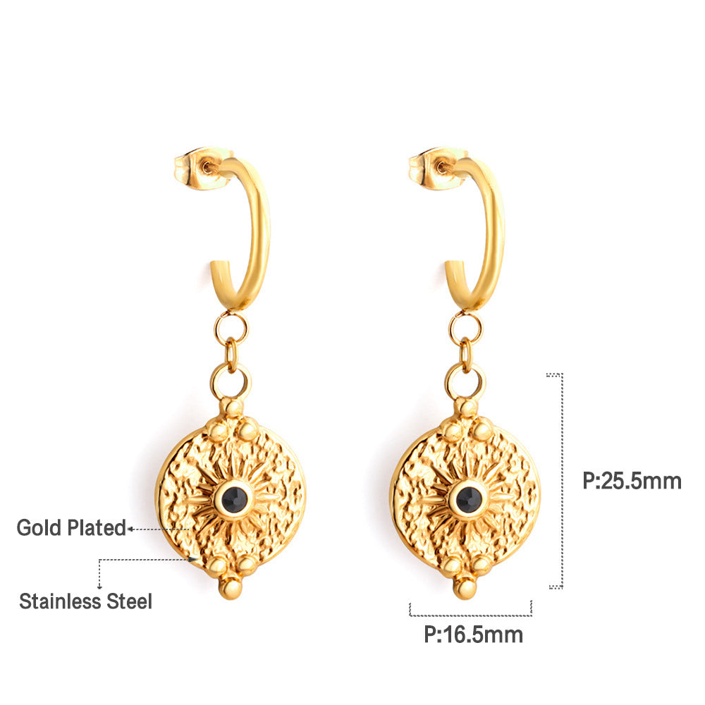 Damen Hängende Ohrringe aus hochwertigem Edelstahl mit kunstvollem goldplattierten Design Shop Nory