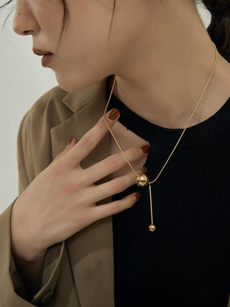 Frauen zeitgenössische minimalistische Ball Anhänger Halskette Shop Nory