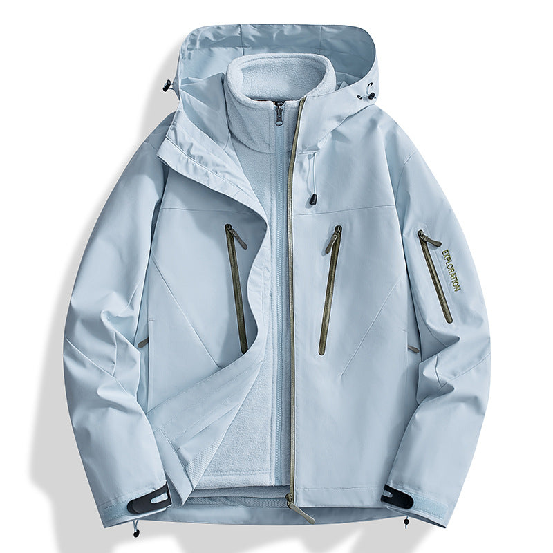 Herren Zwei-in-Eins Softshell-Outdoorjacke mit abnehmbarer Fleece-Innenjacke und wasserdichten Reißverschlüssen Shop Nory
