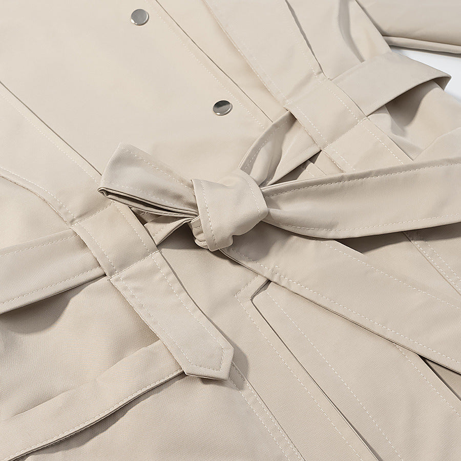 Damen Kurztrench mit Cape-Detail, Stehkragen und Bindegürtel Shop Nory