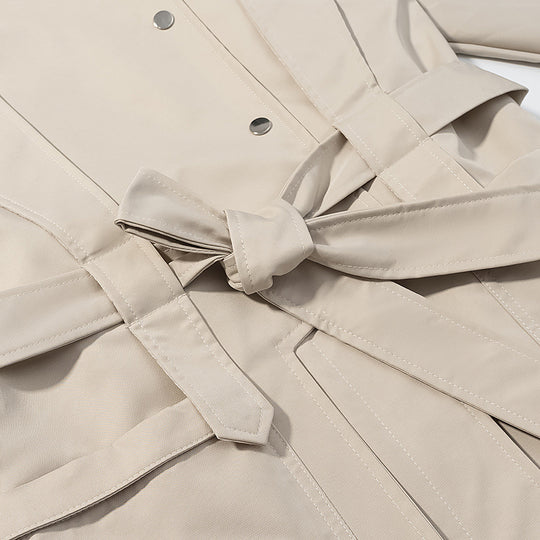 Damen Kurztrench mit Cape-Detail, Stehkragen und Bindegürtel Shop Nory