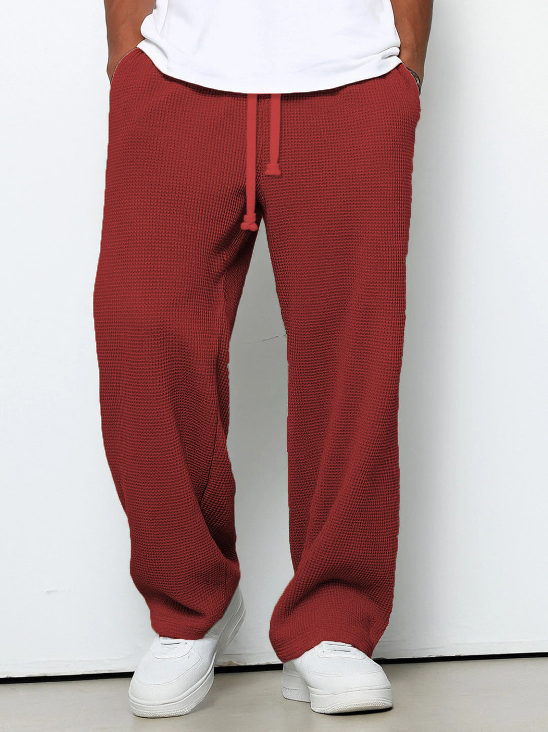 Herren nan lässige Waffelstruktur Lounge-Hose mit Kordelzug, elastischem Bund und weiter Passform Shop Nory