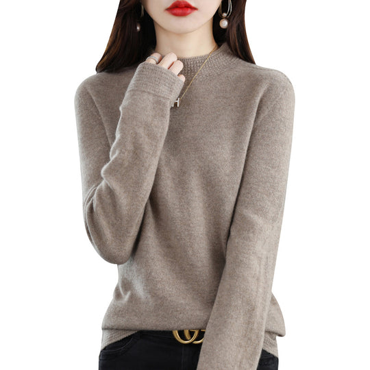Damen Leichter Feinstrick-Mockneckpullover mit strukturierter Kragenblende Shop Nory