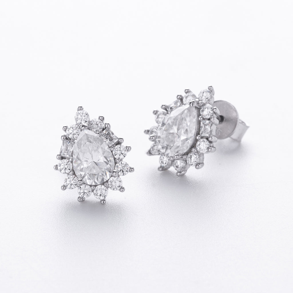 Damen Ohrstecker aus hochwertigem 925 Sterling Silber mit funkelnden Moissanit-Steinen Shop Nory