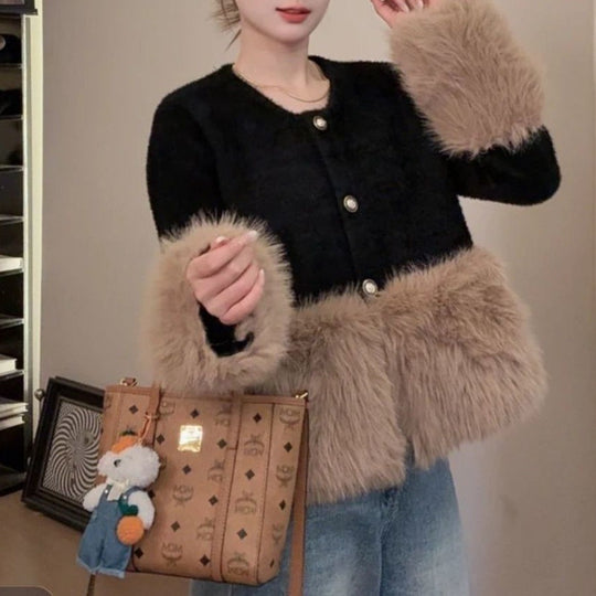 Damen Stilvolle und Flauschige Strickjacke Shop Nory