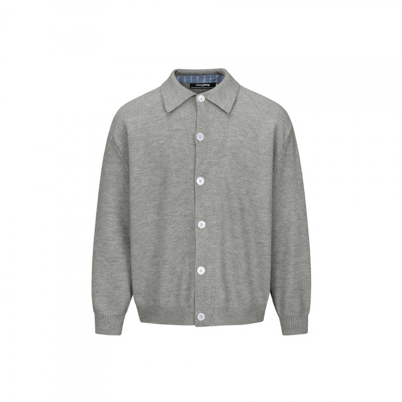 Herren Strick-Hemdjacke mit Hemdkragen, durchgehender Knopfleiste und gerippten Bündchen Shop Nory