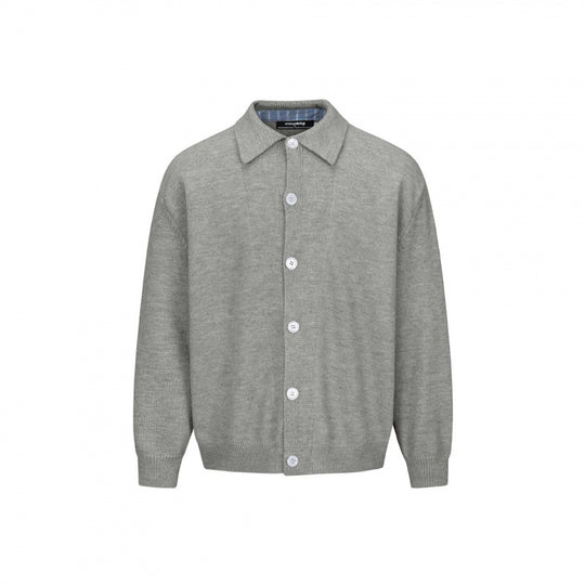 Herren Strick-Hemdjacke mit Hemdkragen, durchgehender Knopfleiste und gerippten Bündchen Shop Nory