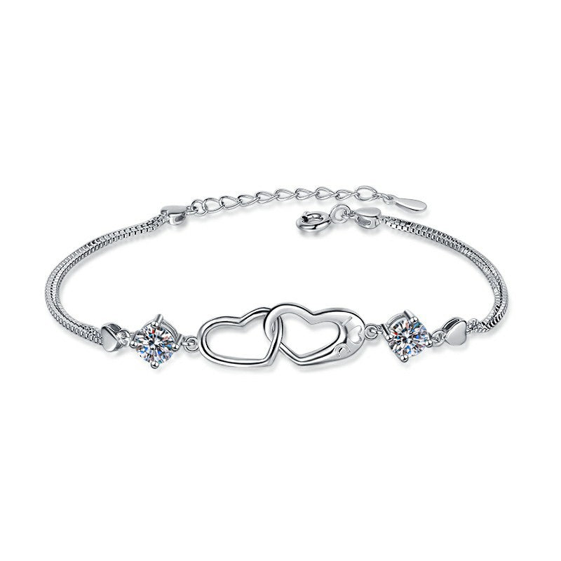 Damenarmband mit Herzdesign und funkelnden Kristallen Shop Nory