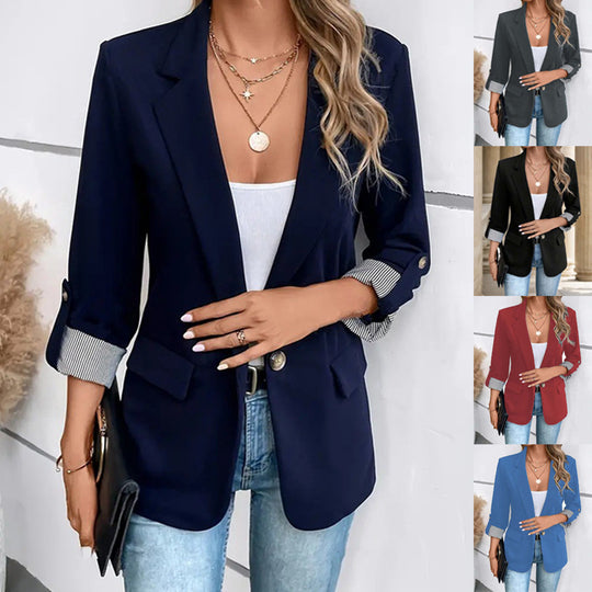 Damen Blazer mit 3/4-Ärmeln, Kentkragen und aufgesetzten Pattentaschen Shop Nory
