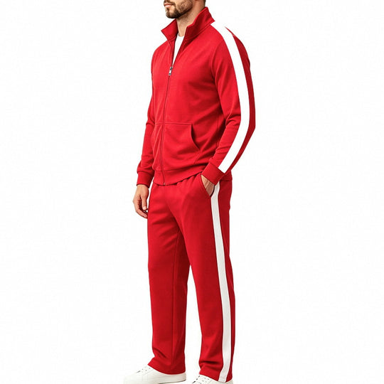 Herren Sportliches Trainingsanzug-Set aus Baumwoll-Mix mit Stehkragen und seitlichen Kontraststreifen Shop Nory