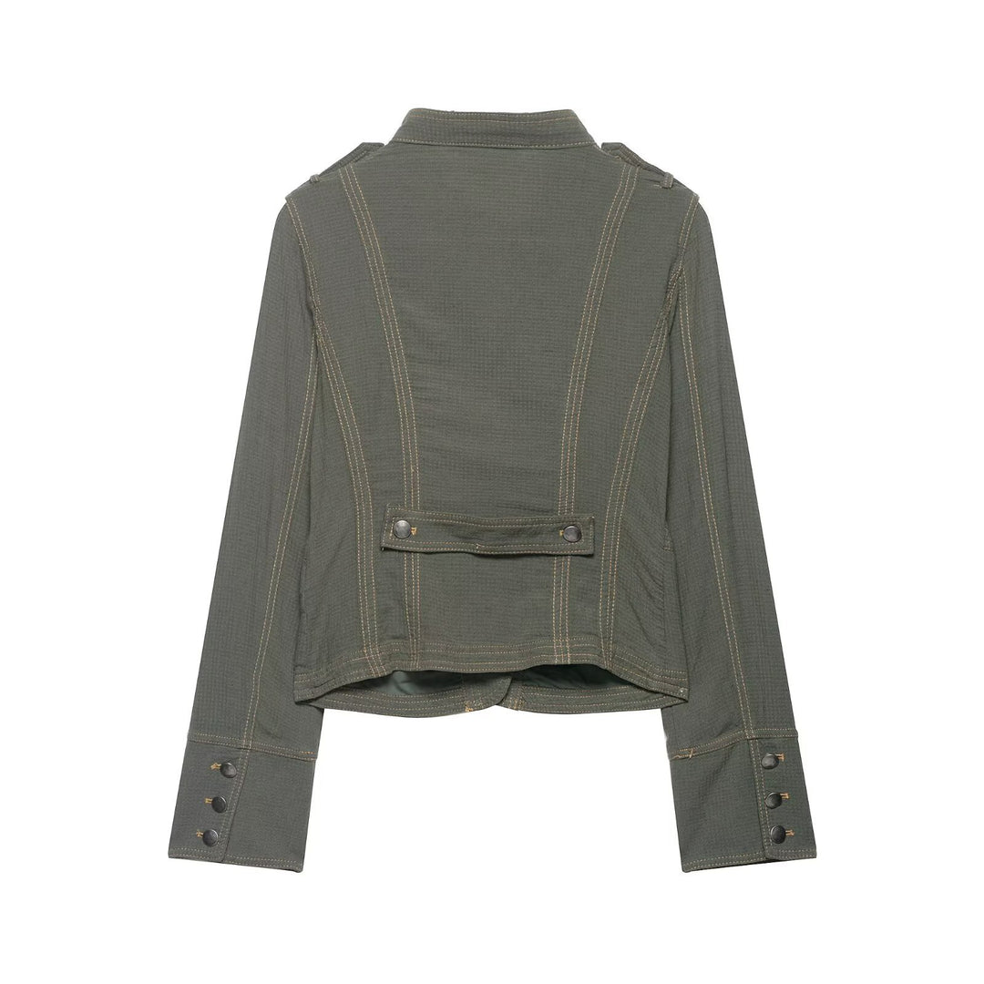 Damen Kurzjacke im Military-Stil mit Stehkragen und Schulterklappen Shop Nory
