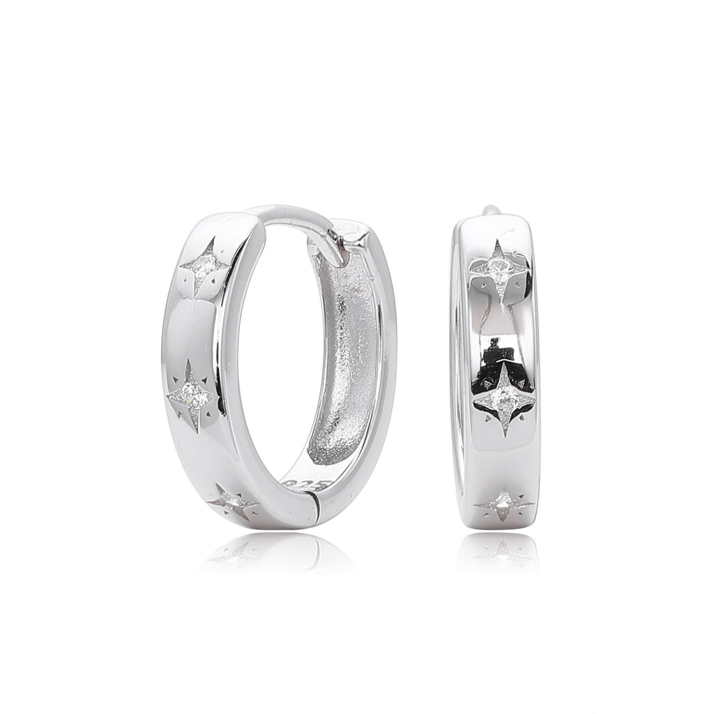 Damen Creolenohrringe mit funkelnden Zirkon-Akzenten aus hochwertigem 925 Sterling Silber Shop Nory