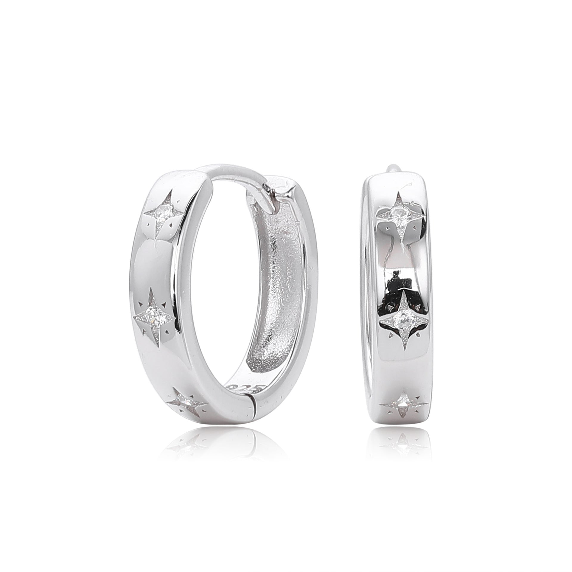 Damen Creolenohrringe mit funkelnden Zirkon-Akzenten aus hochwertigem 925 Sterling Silber Shop Nory