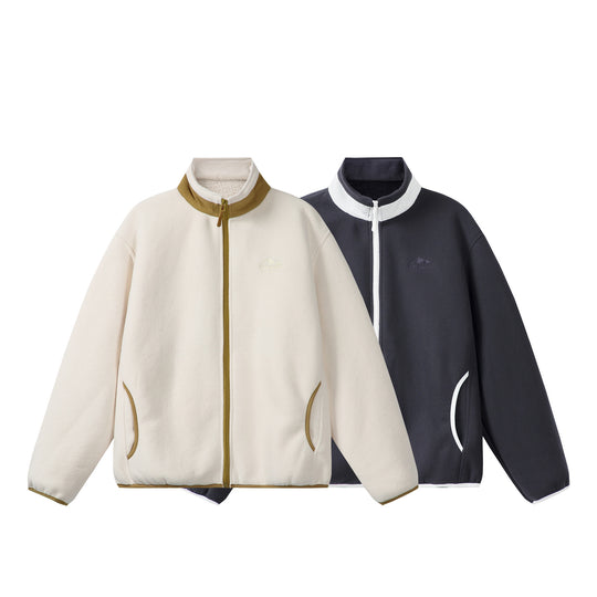 Unisex Oversize Fleece-Zipjacke mit Stehkragen und Kontrastpaspel Shop Nory