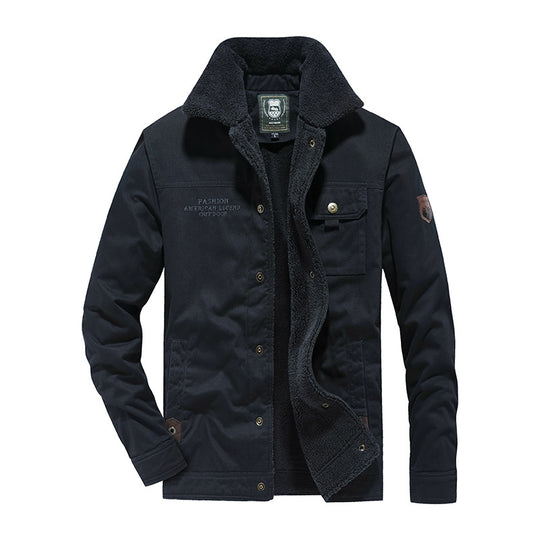 Herren Baumwoll-Canvas Feldjacke mit Teddyfutter und Utility-Taschen Shop Nory