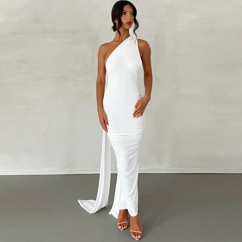 Damen Elegantes One-Shoulder Abendkleid Shopnory