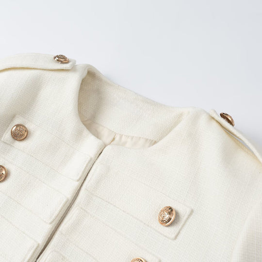 Damen Kurzjacke im militärischen Stil mit goldfarbenen Zierknöpfen Shop Nory