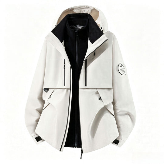 Herren dreilagige Softshell-Outdoorjacke mit herausnehmbarem Fleecefutter und Kapuze Shop Nory