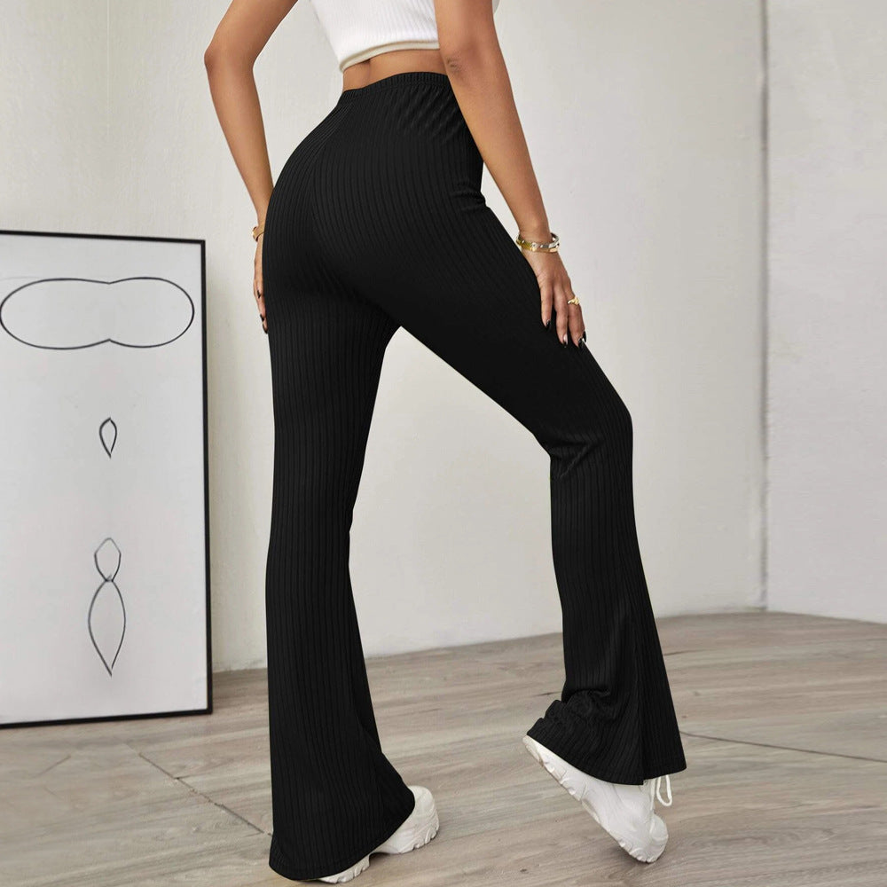 Damen hochtaillierte gerippte Schlaghose aus stretch‑Jersey Shop Nory